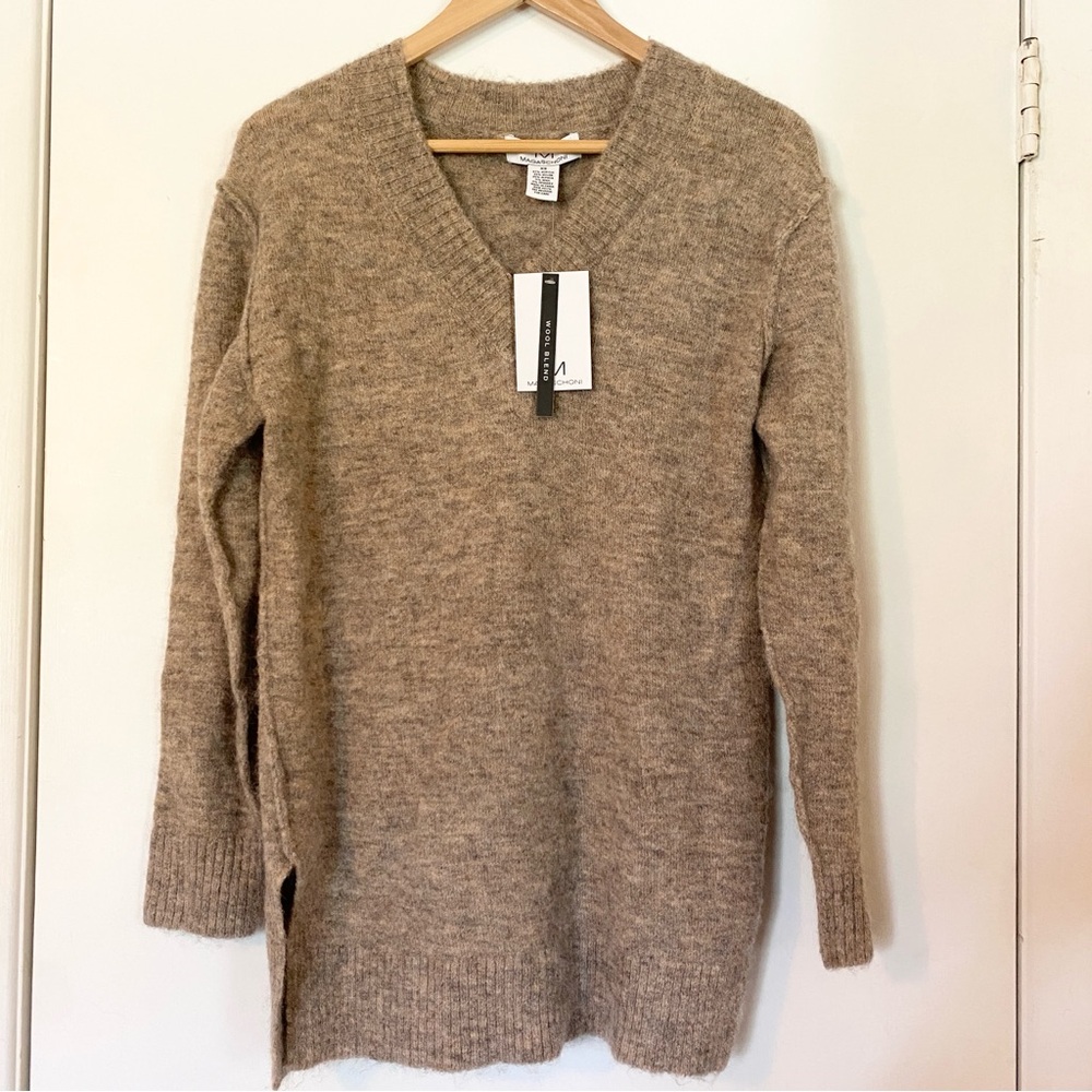 NWT Magaschoni Wool Blend V Neck Tunic Sweater XS